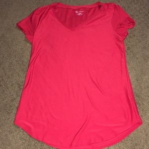 red short sleeve shirt Small solid Vneck EUC Memorial Day,4th of July, patriotic